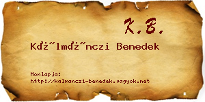 Kálmánczi Benedek névjegykártya